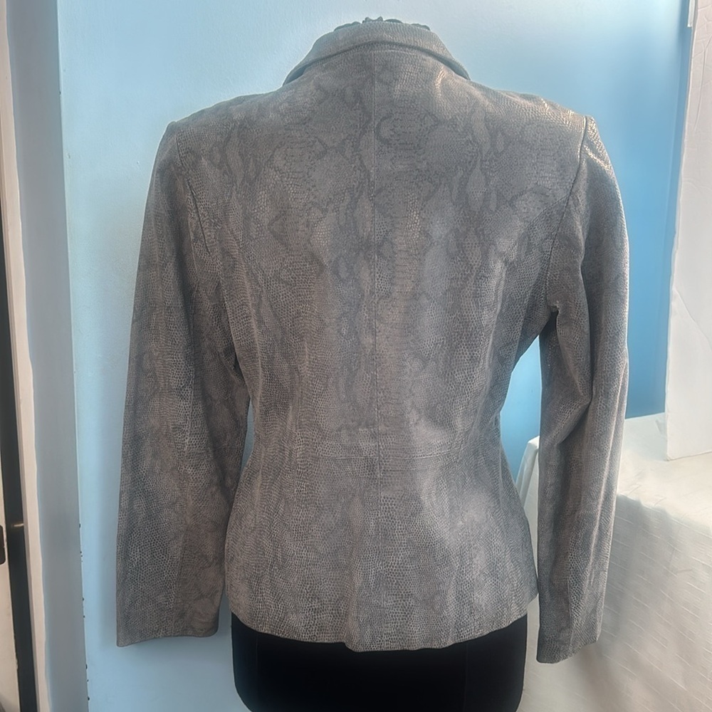 Brandon Thomas Python Print Gray Leather Jacket - image 3